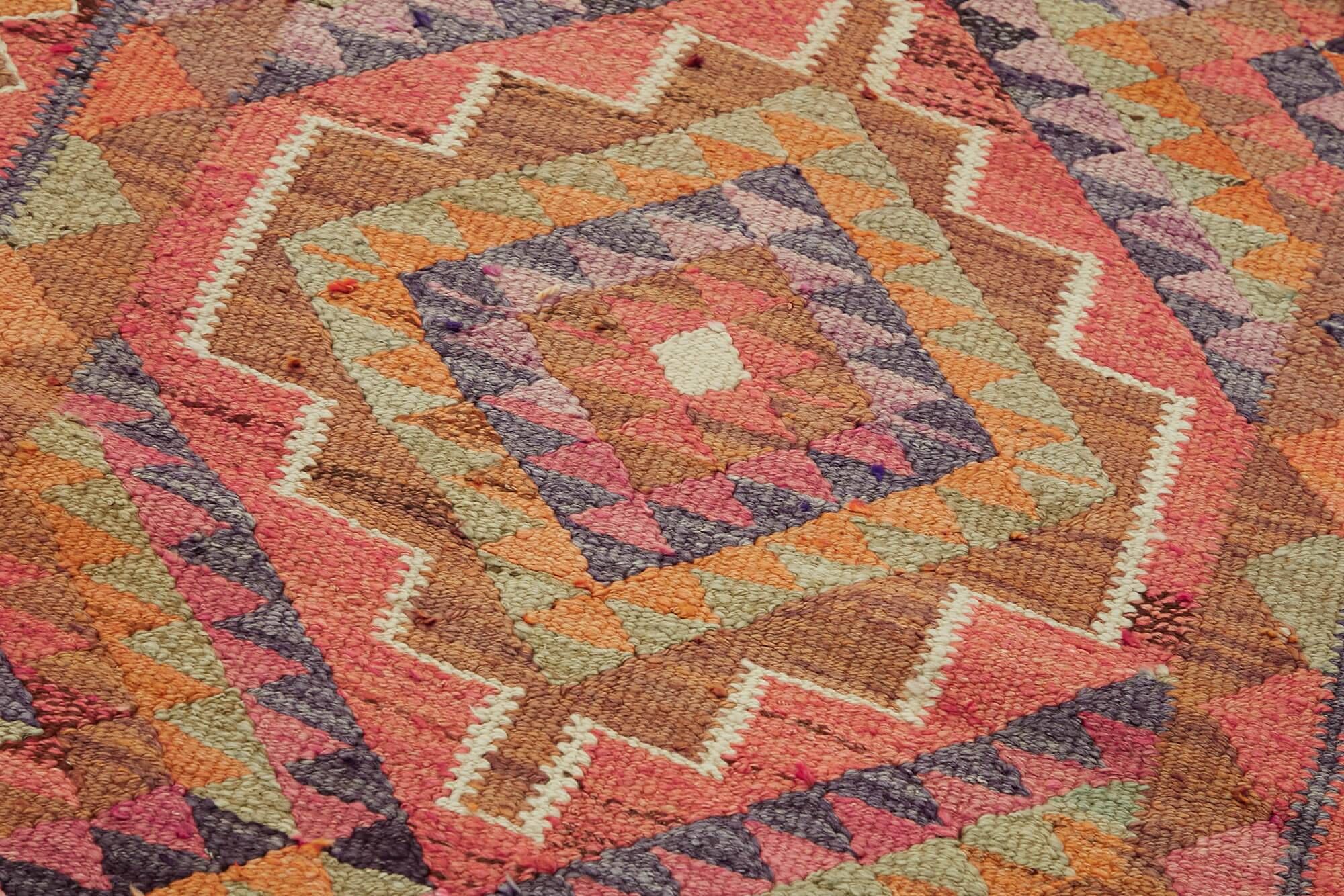 Turkish Handwoven Vintage Herki Kilim 97 cm x 317 cm