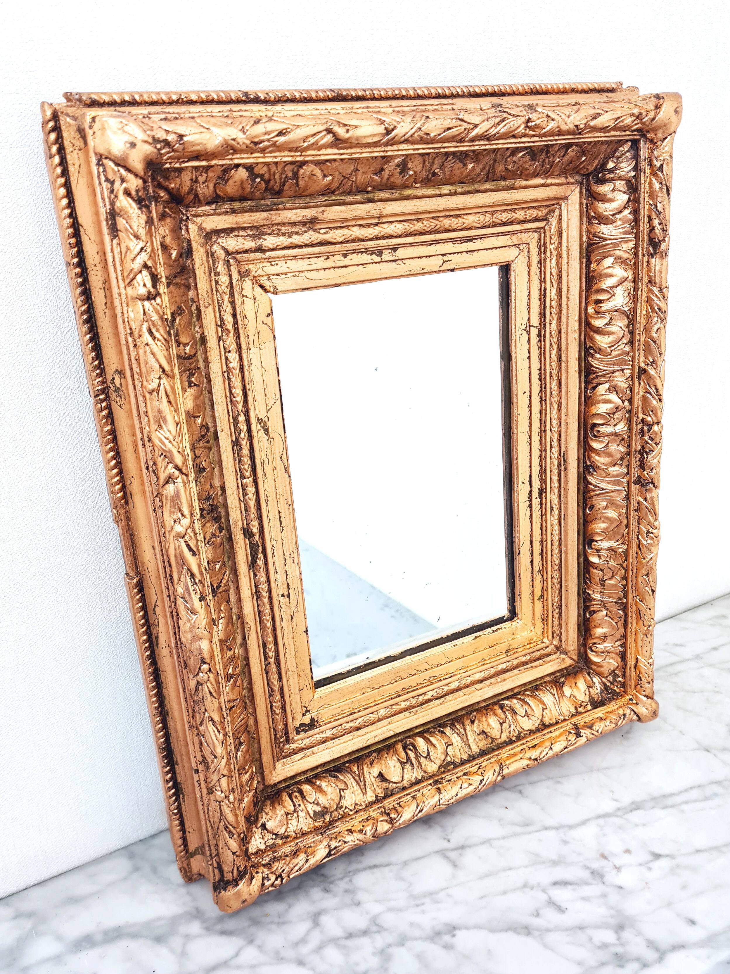 Napoleon III mirror, Wood and stucco, Gilded with copper leaf.