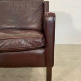 Vintage danish mid century dark cognac leather 2 seater stouby sofa