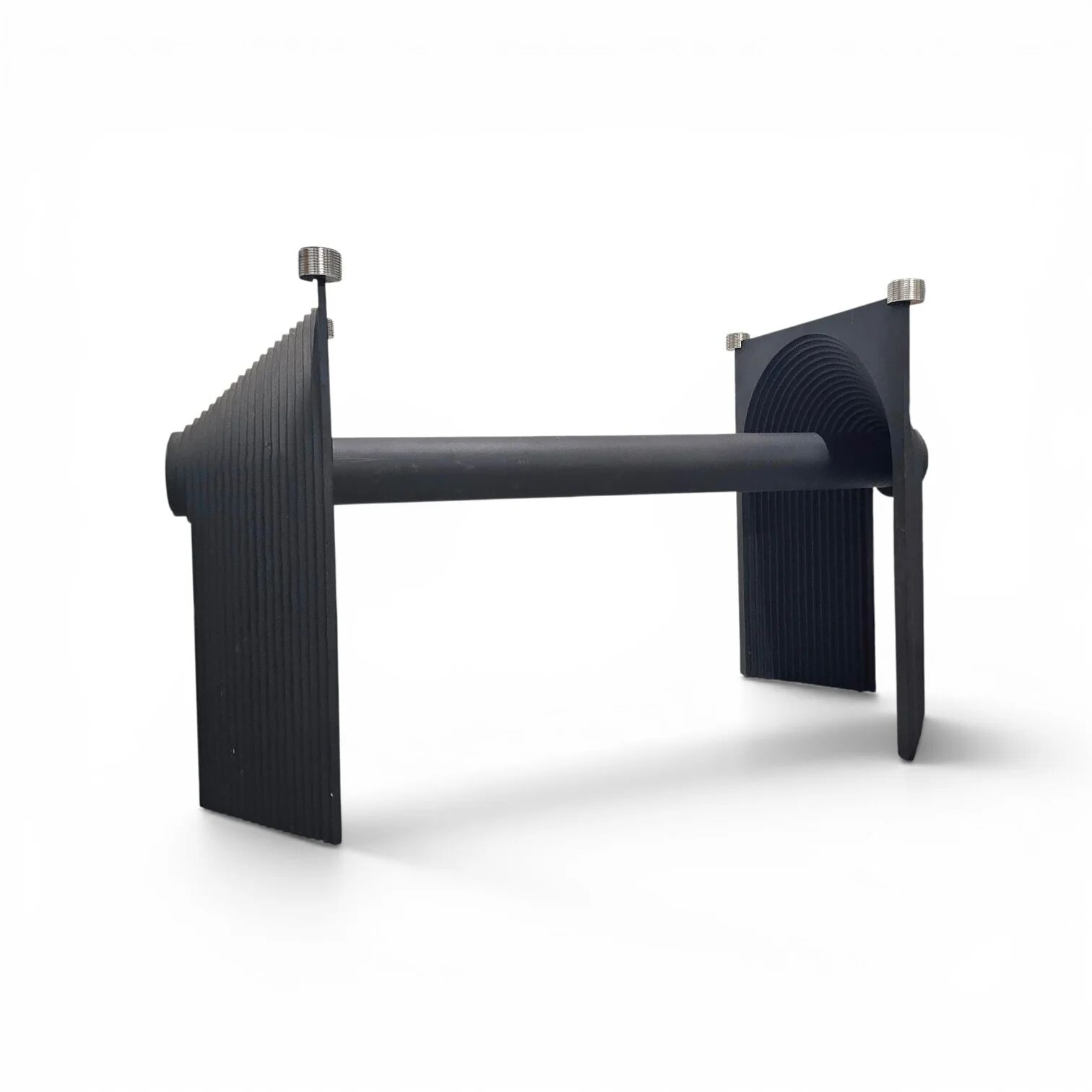 Post Modern Cast Iron Black Dining Table or Desk with Glass Top / 1980s