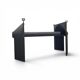 Post Modern Cast Iron Black Dining Table or Desk with Glass Top / 1980s
