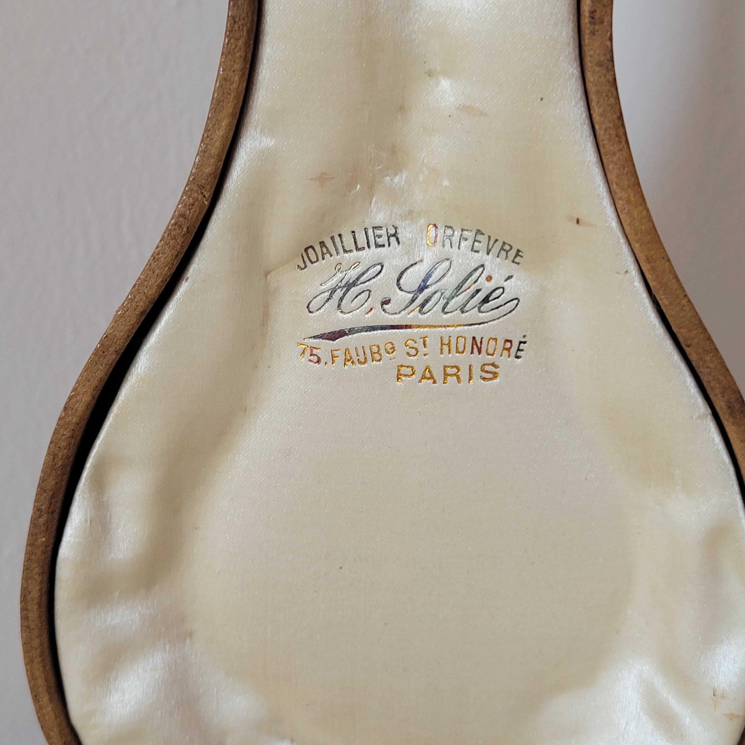 old double-sided hand-held mirror Henri Auguste SOLIÉ 1900