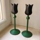 Scandinavian Wooden Tulip Candle Holders - Vintage 90s