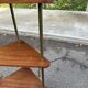 Mid-Century 4-Tier Corner Shelf in Solid Teak/Mahogany Brass 1960