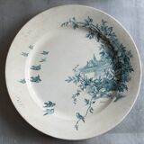 Large dish Gien blue Landscapes, Gold Medals / Diplomas of Honor