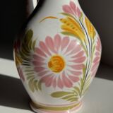 Mini vase with stylised flowers in green and yellow roses, H15.5.