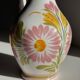 Mini vase with stylised flowers in green and yellow roses, H15.5.