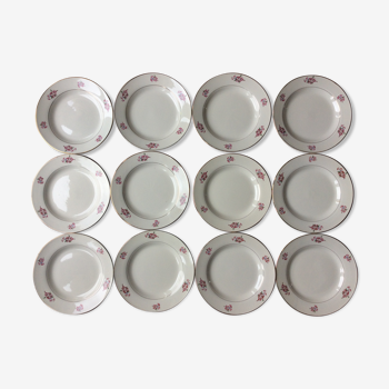 Service de 12 assiettes plates anciennes