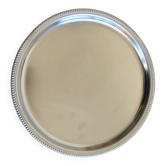 Vintage silver-plated round service tray - Beaded rim