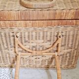 Large vintage woven wicker basket