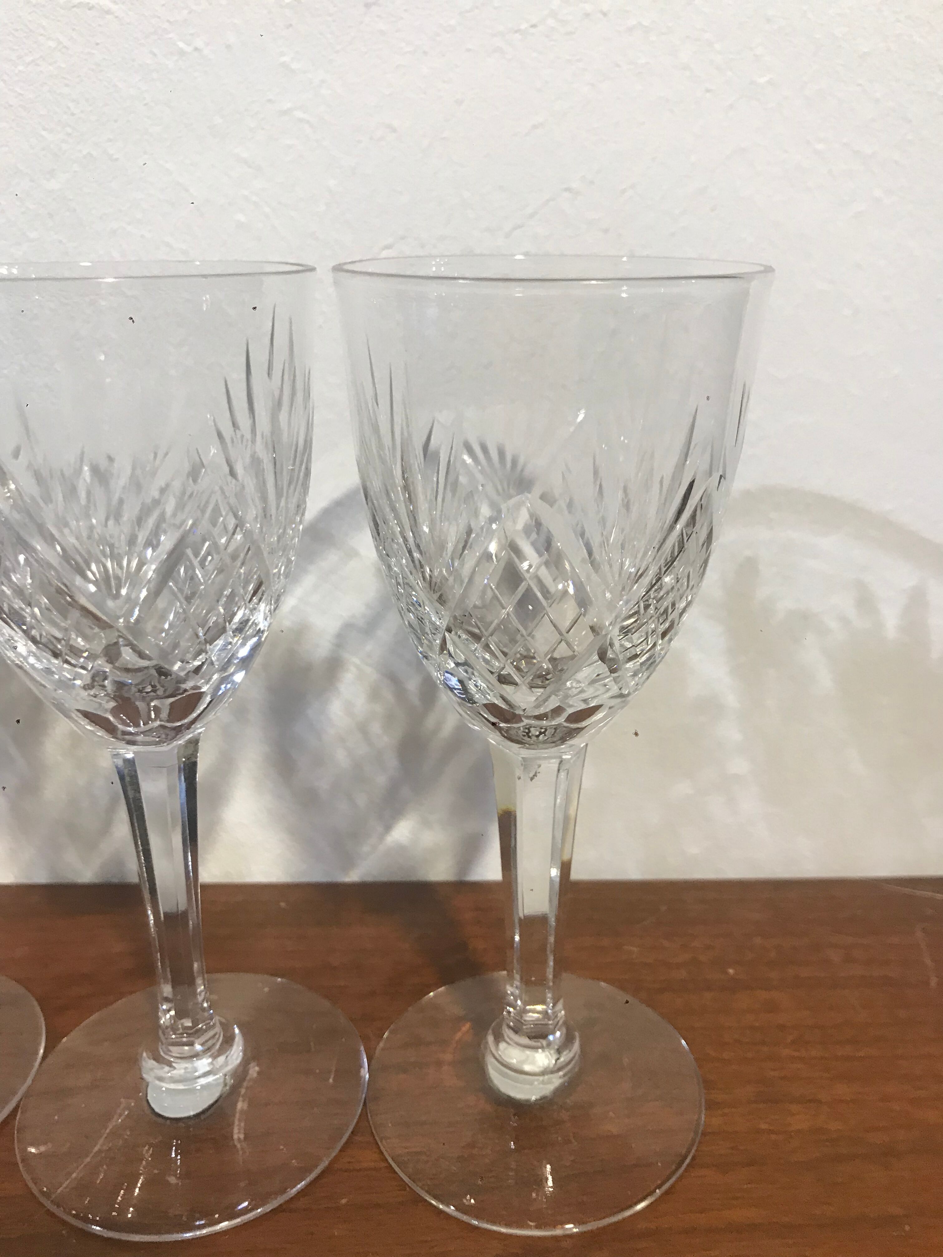 6 glasses of fine crystal white wine from Lorraine