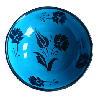 Bol coupelle faïence bleu décor floral