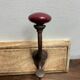 Wall hook with three hooks in wood, wrought iron, porcelain balls