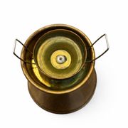 Art Deco votive candle holder in brass and frosted glass, 1920.