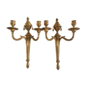 Paire d'appliques décors urne antique bronze doré époque louis xvi