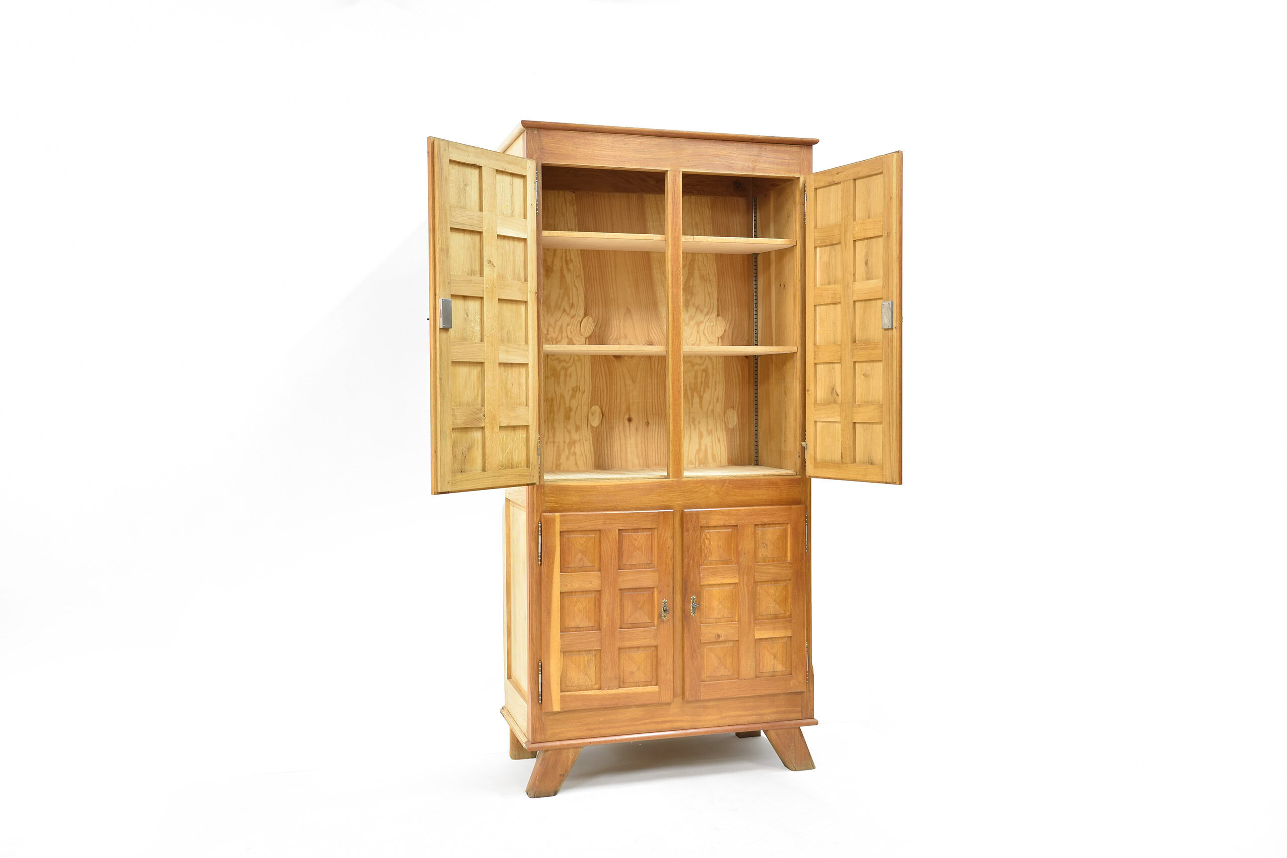Vintage brutalist wardrobe in solid oak
