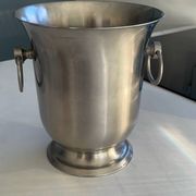 Stainless steel champagne bucket signed Guy Degrenne, antique metal decoration -