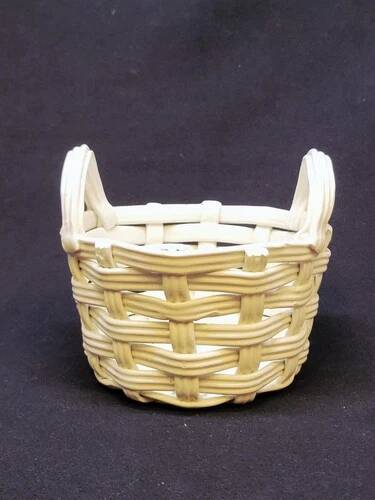 Set of Woven White Mediterranean Ceramics Basket + Bowl