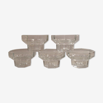 Set of 5 octagonal glass candle holders