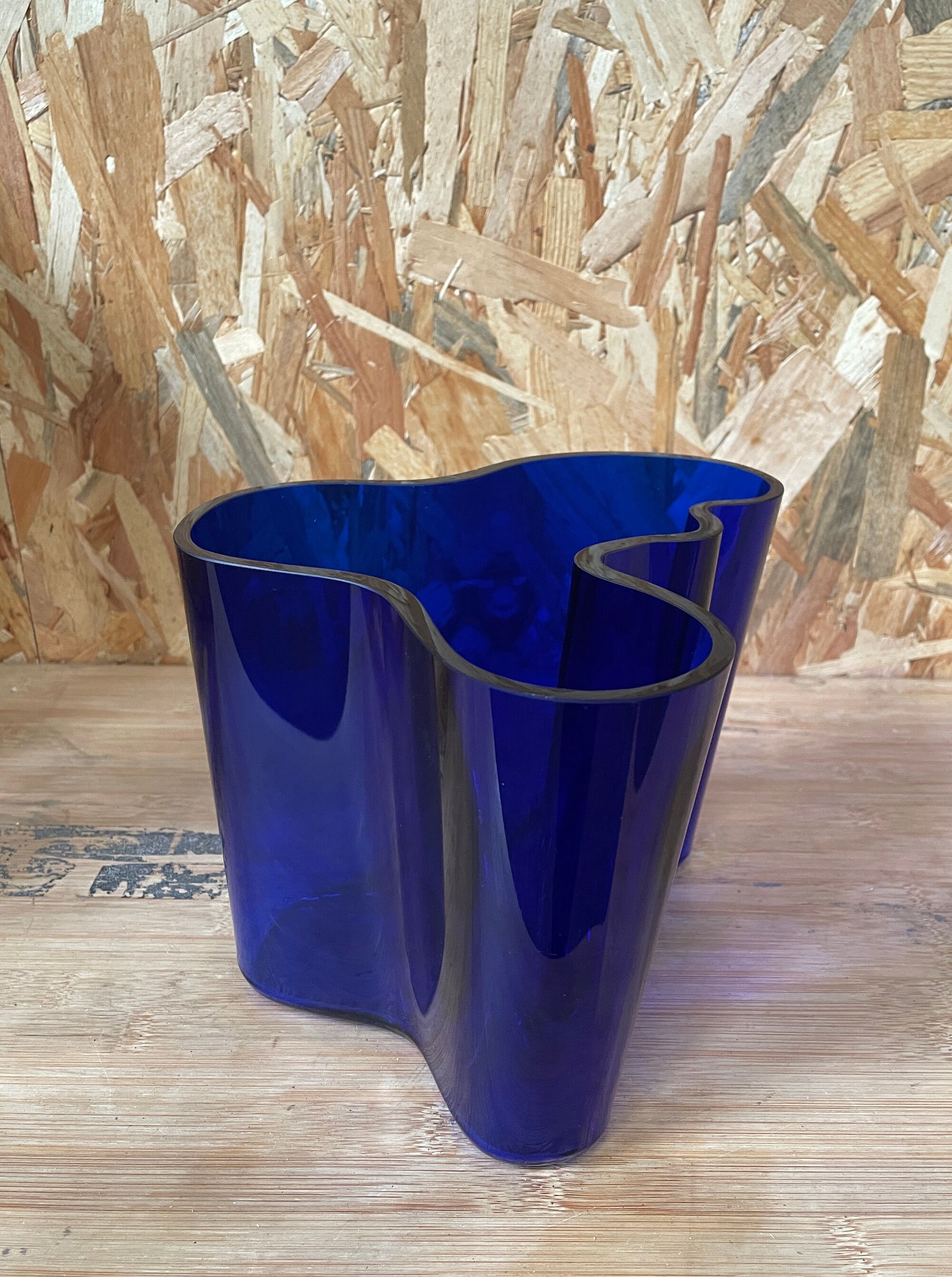 Cobalt blue Savoy vase by Alvar Aalto, numbered and signed 1989