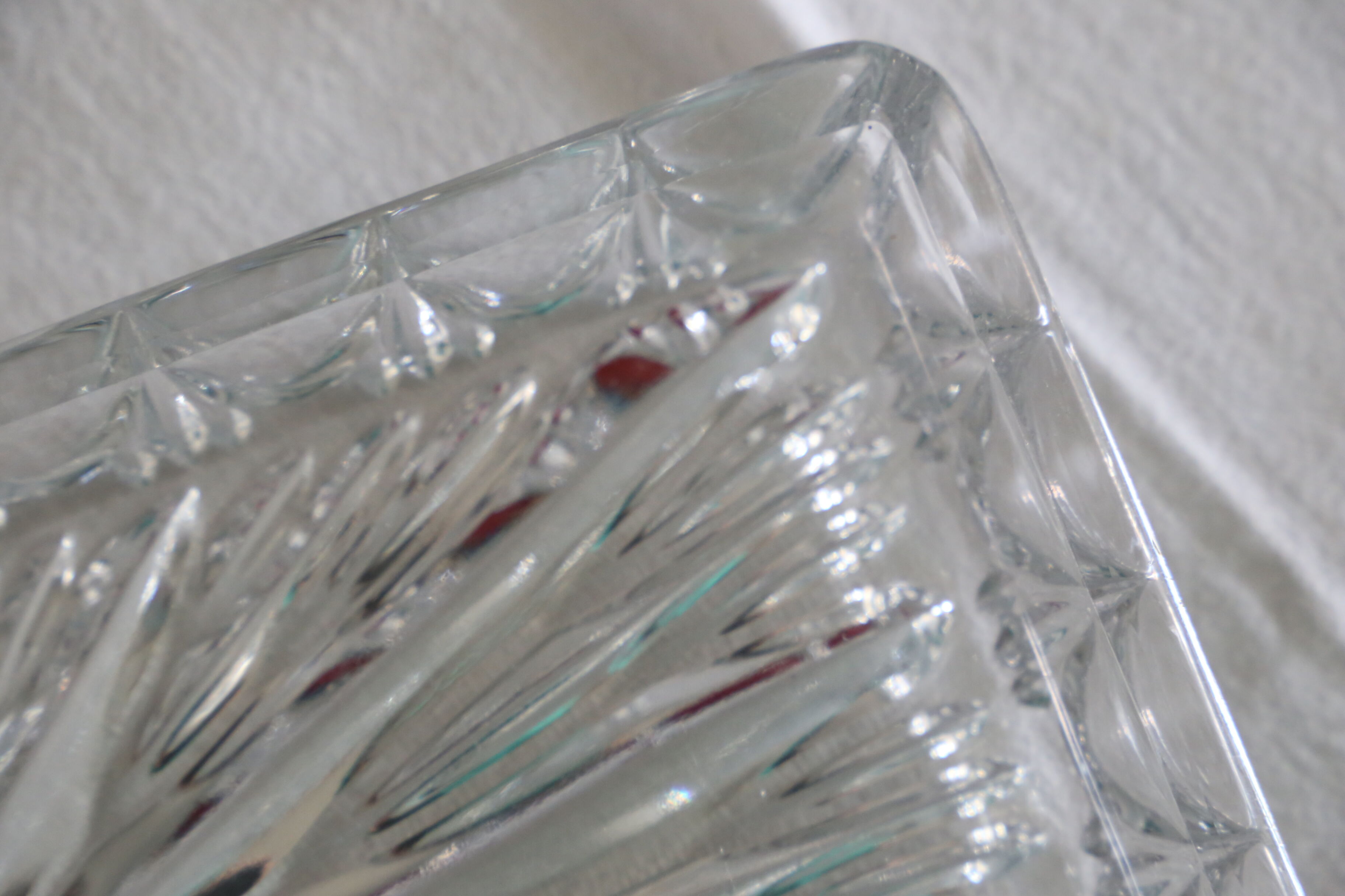 Rectangular glass dish, moulded glass, art deco