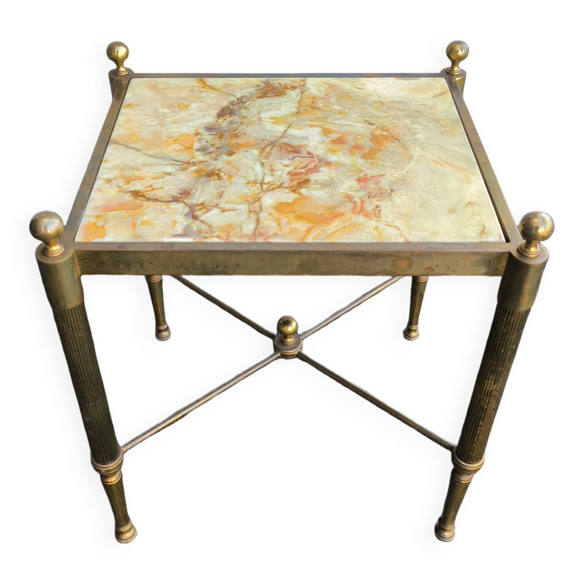 Brass onyx coffee table