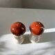 Mushroom-shaped ceramic salt and pepper shakers