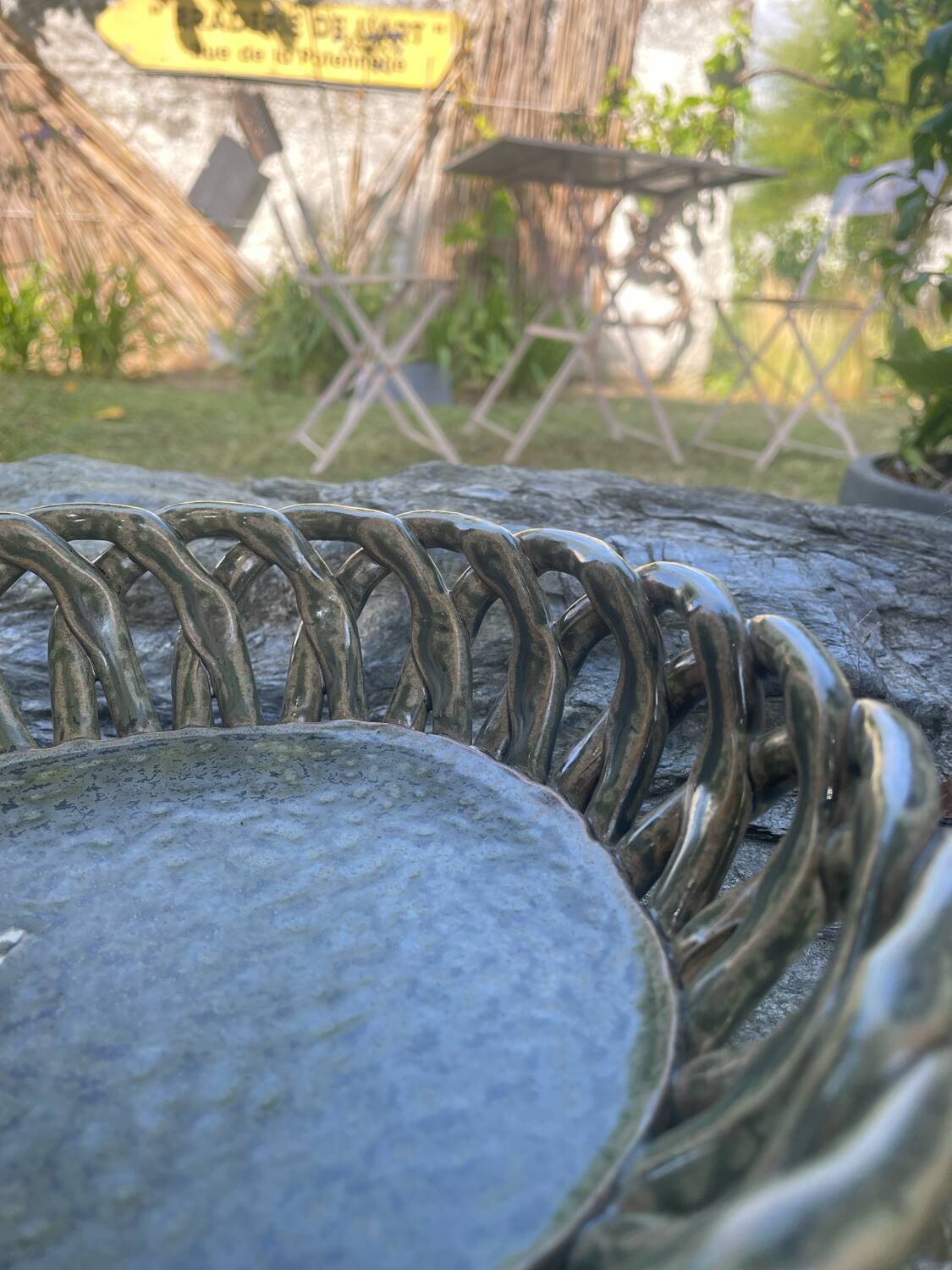 Woven ceramic basket