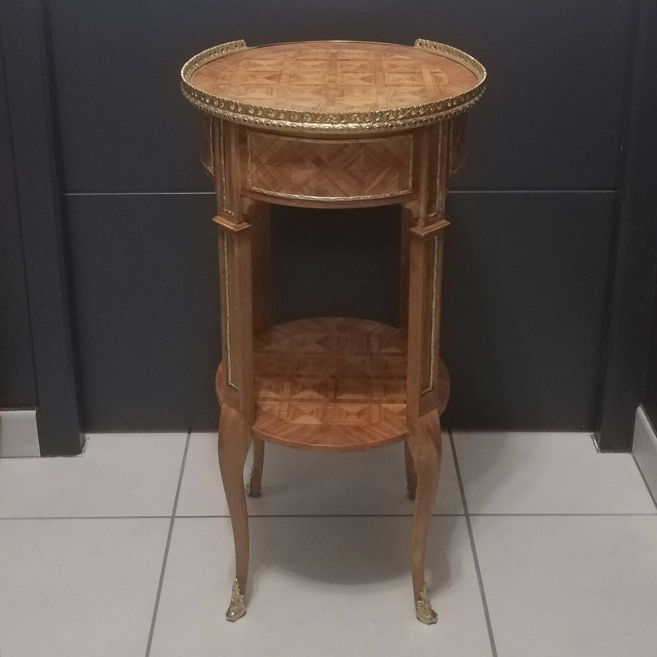 Louis XV style marquetry pedestal table or coffee table