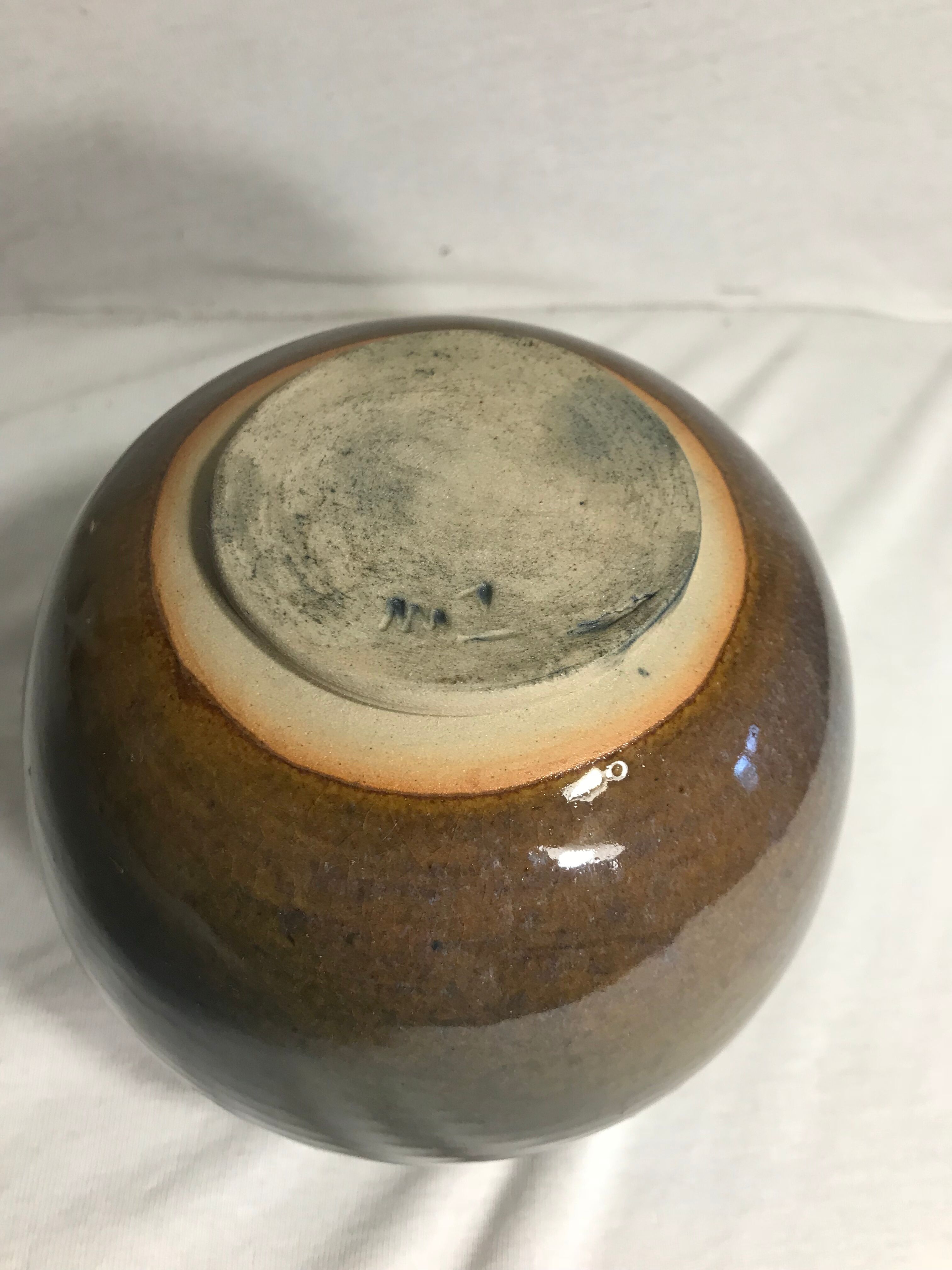 Old ball decoration 70s vintage blue ceramic vase