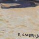 Oil on canvas Barques on the beach