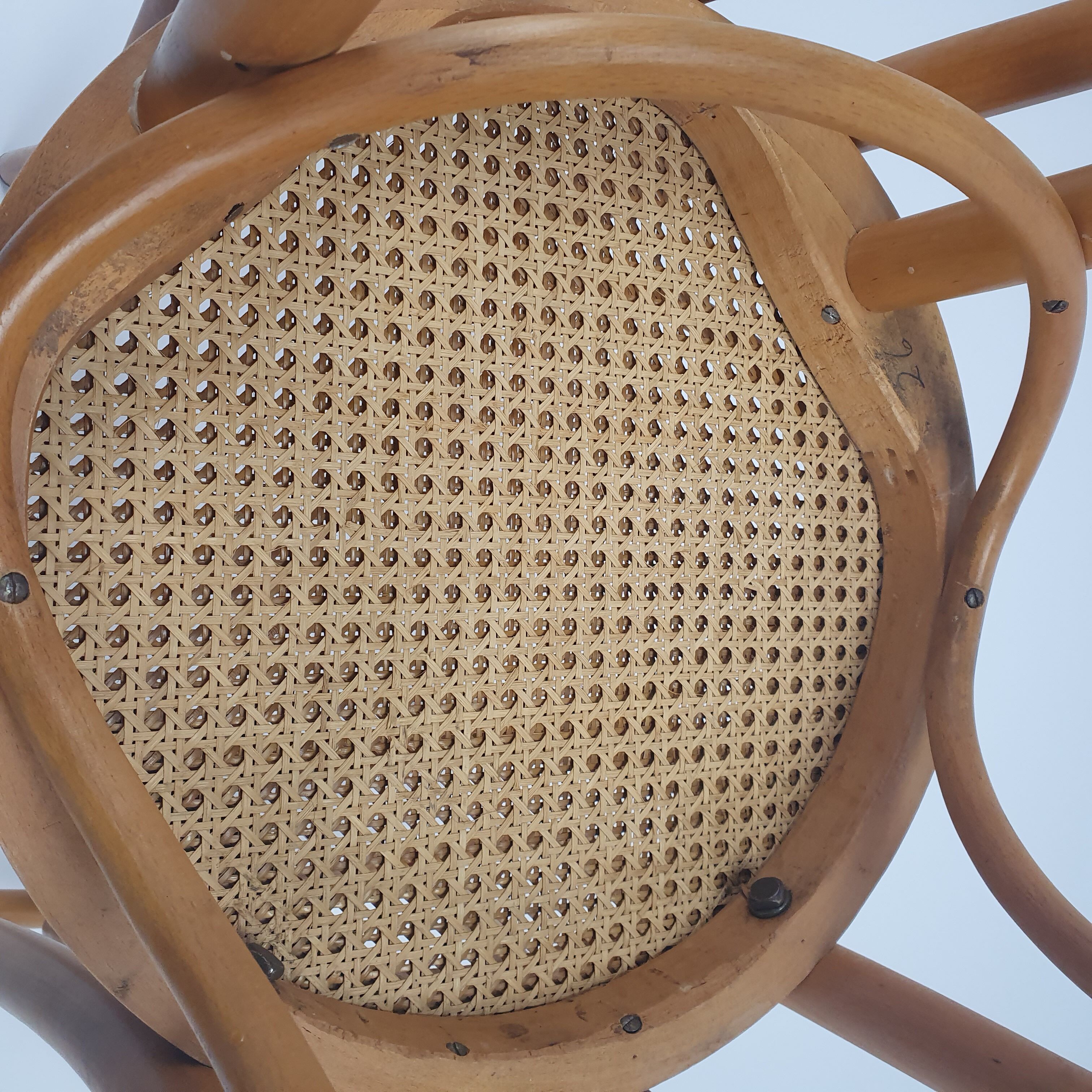 Set of 2 Mid Century Zpm Radomsko Bentwood and Cane dining chairs, 1960s