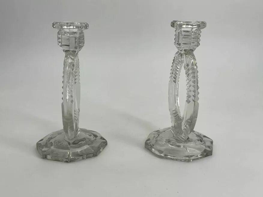 Pair of antique crystal candlesticks