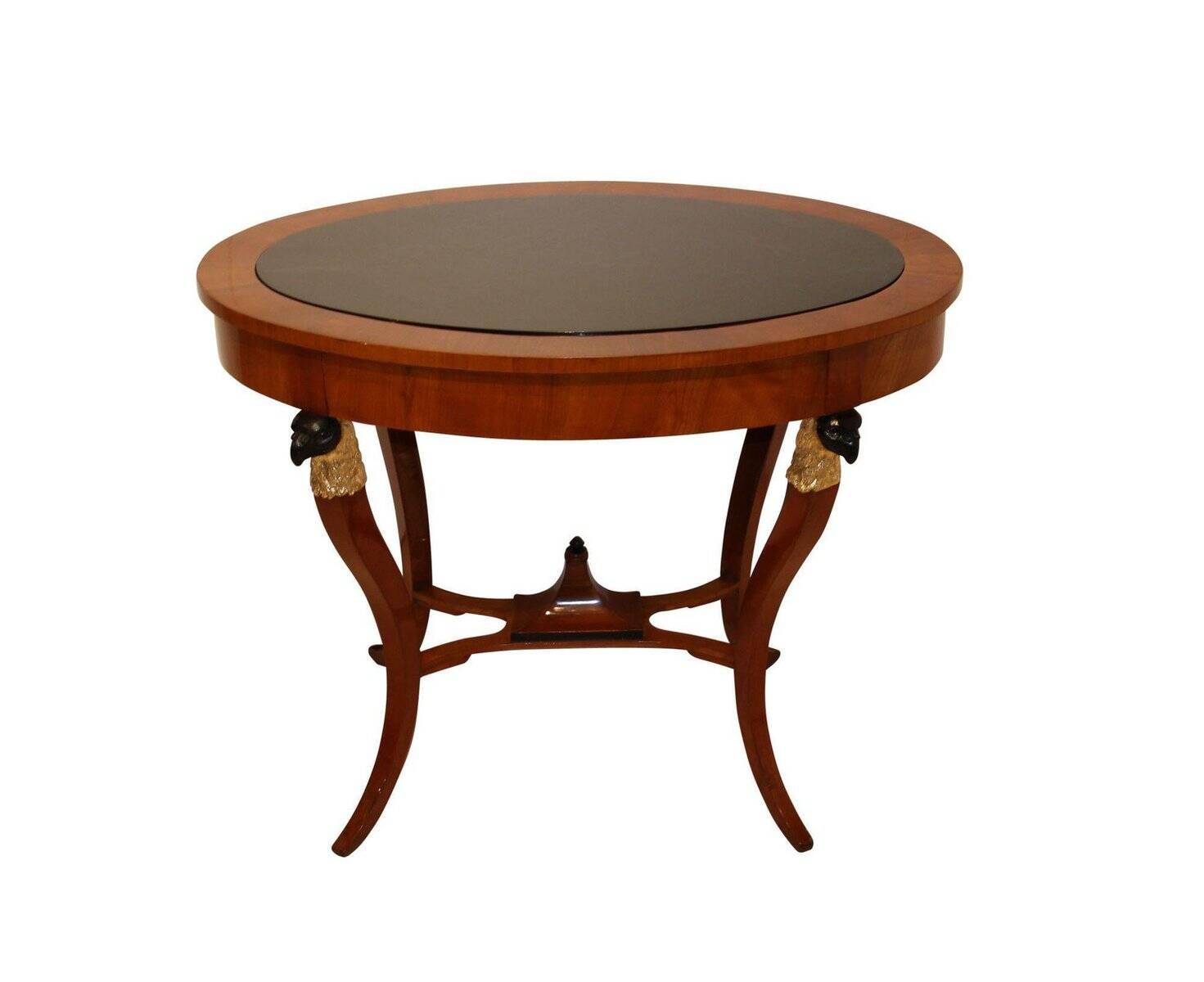 Biedermeier Cherry Veneer Gold-Leaf Center Table, Austria, 1820s