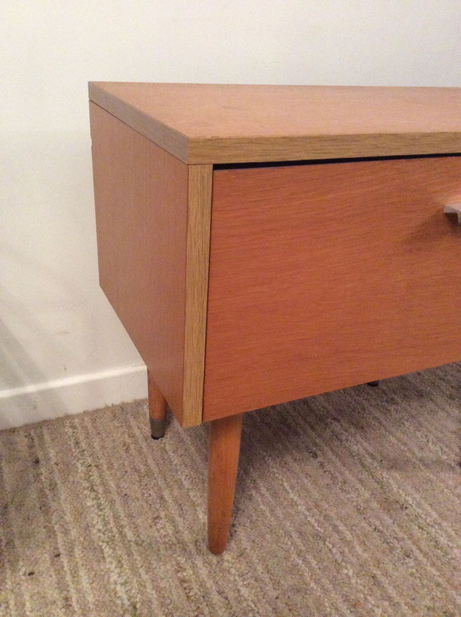 Vintage bedside of the 70s in blond wood