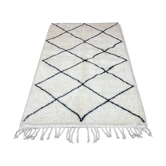 Tapis blanc laine au losanges