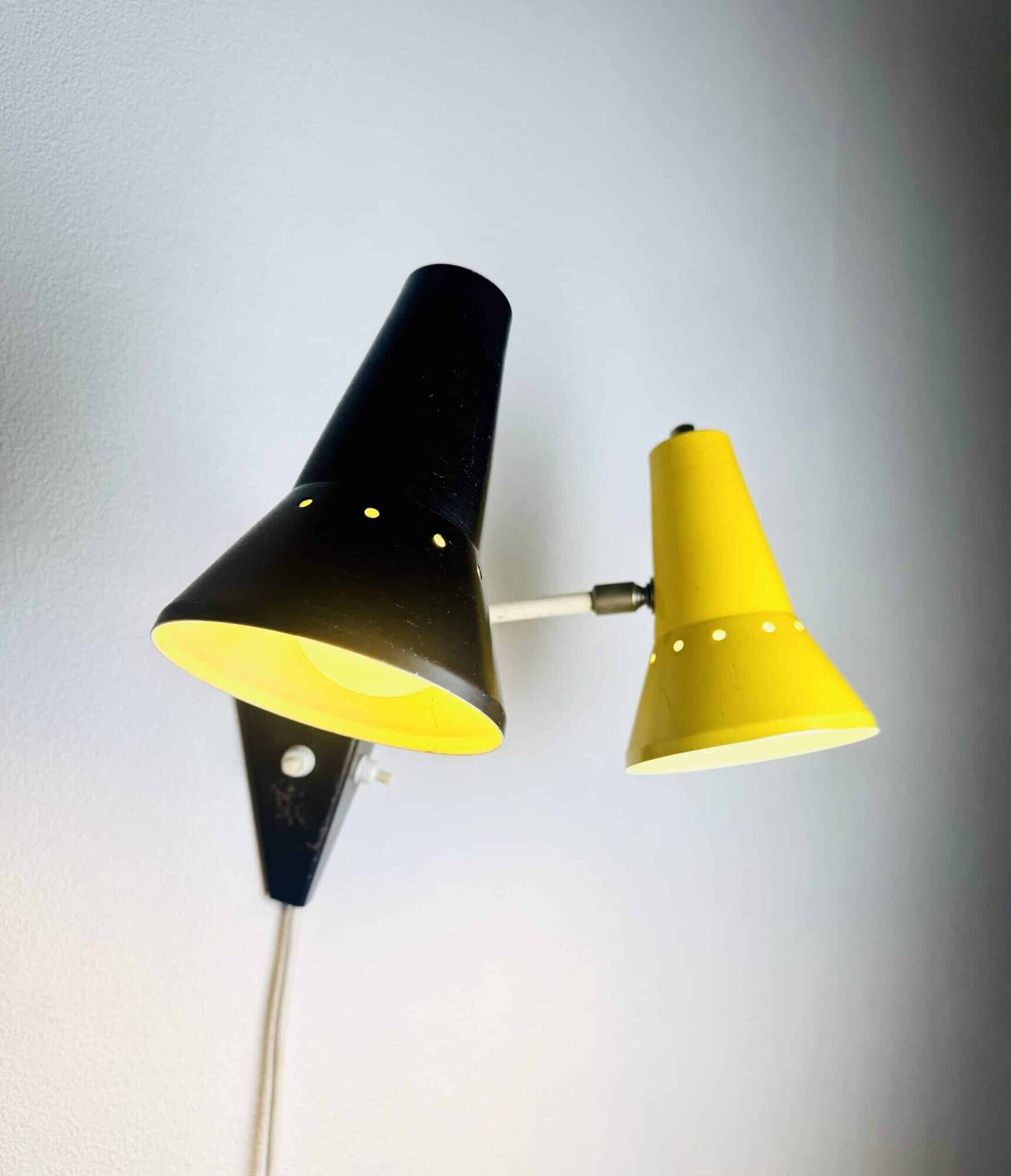 Double Cone Wall Lamp By J.J.M. Hoogervorst For Anvia Nederland, The Netherlands Early 1950S