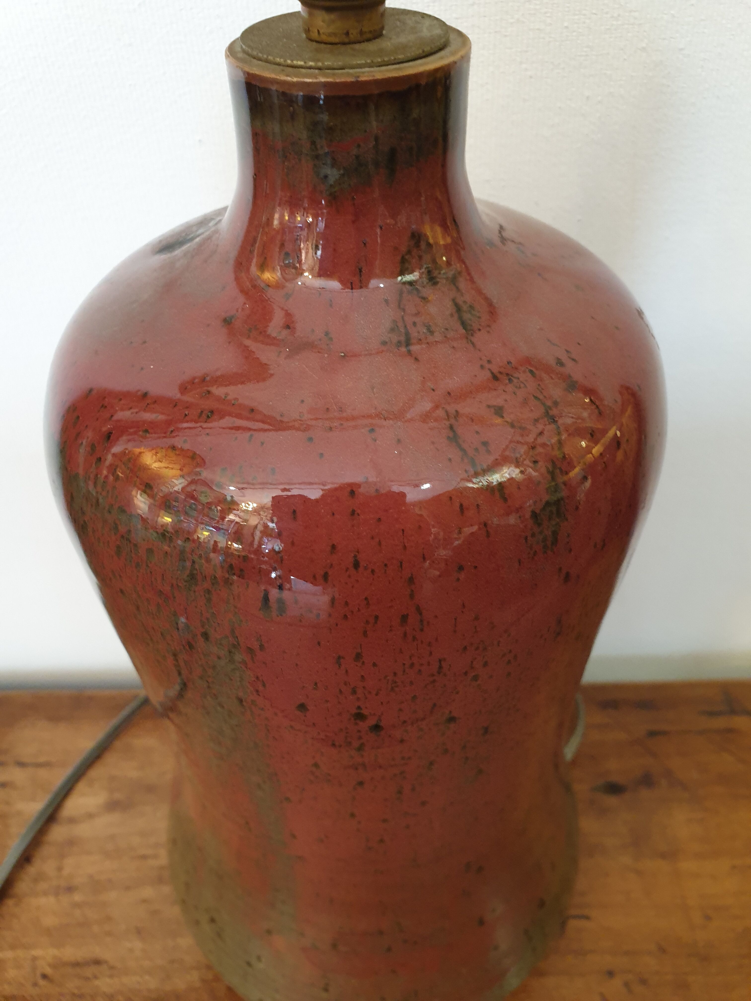 Vintage lamp foot in enamelled pyrity stoneware