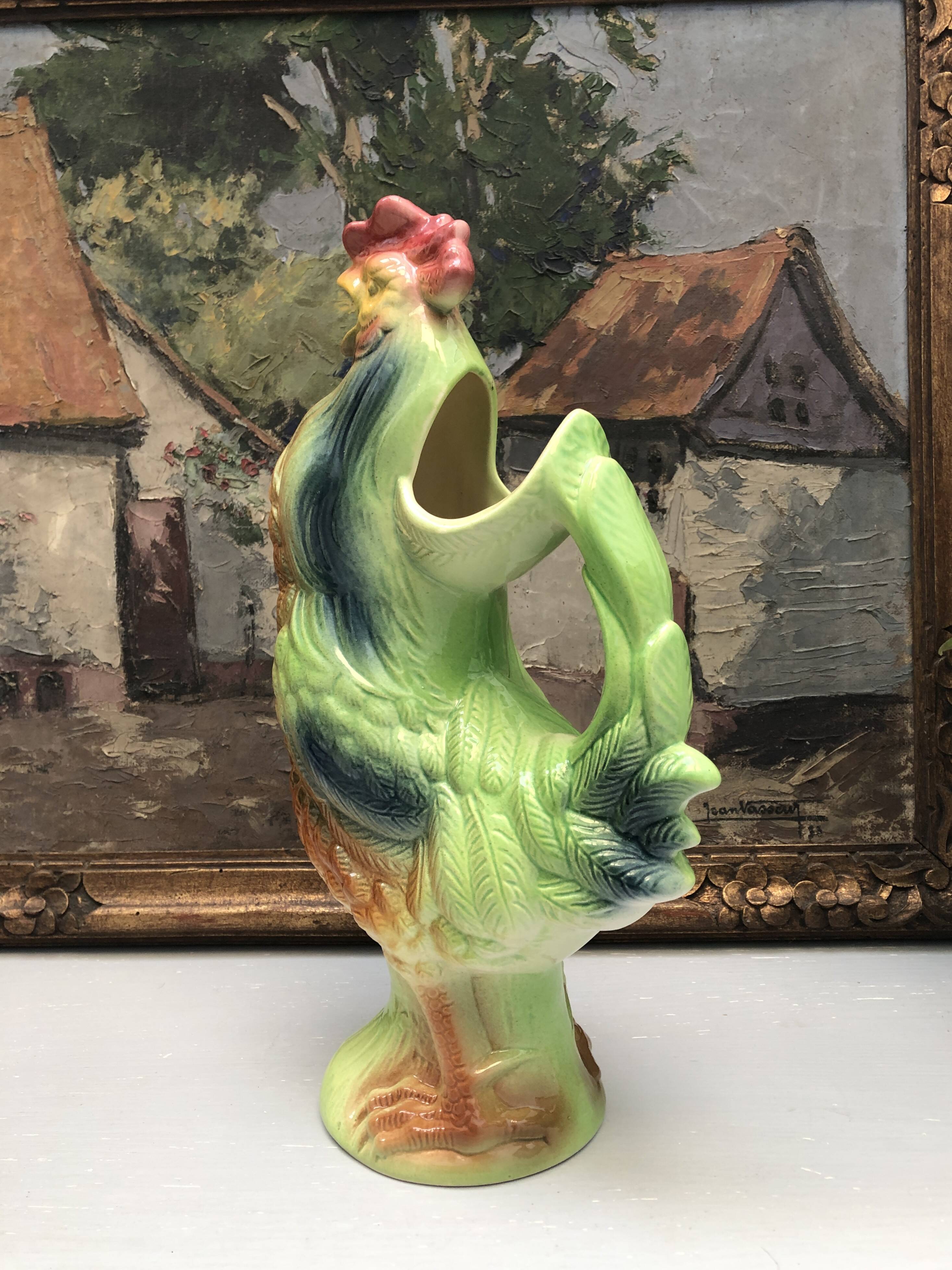 Duck-shaped pitcher/carafe in French earthenware.