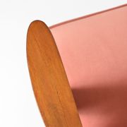 Vintage velvet armchair model Var 1960s fully restored, pink fabric, teak