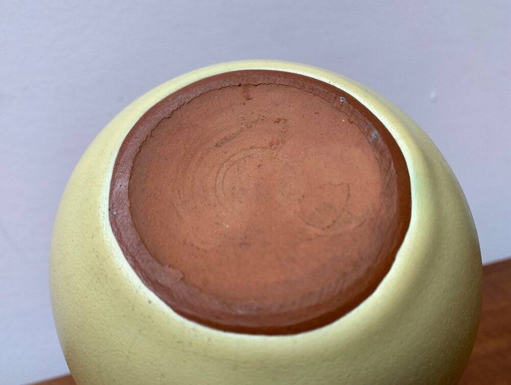 Mid-century ceramic teapot with bamboo handle, 1960s.