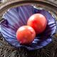 Vintage decorative glass plate in purple with flower pattern, Italy, 1960s.