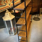 Low freestanding bookshelf in wood and metal, Omnia style – 1960
