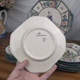 Henriot Quimper RM Octagonal Dessert Service Breton Couple Art Deco Style