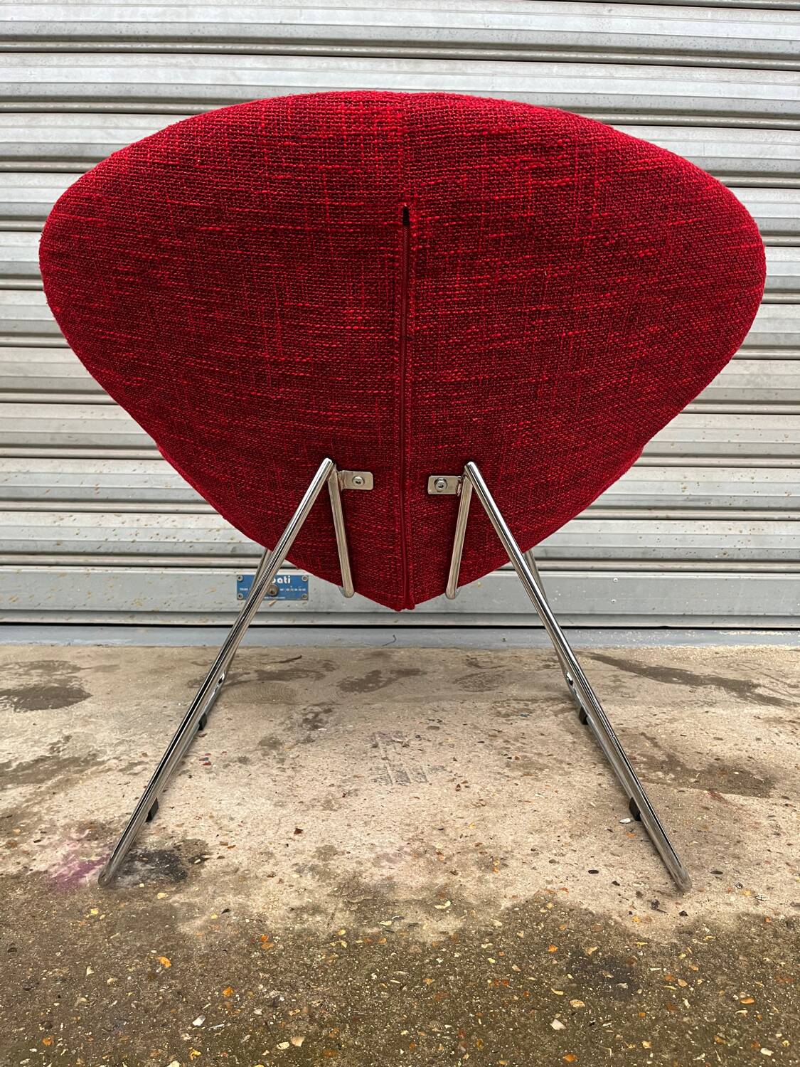 Red tweed armchair with removable cover