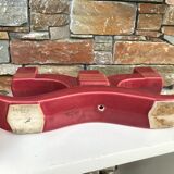 Former pair of burgundy ceramic candlesticks