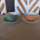 Pair of old Villeroy and Boch cups with saucers