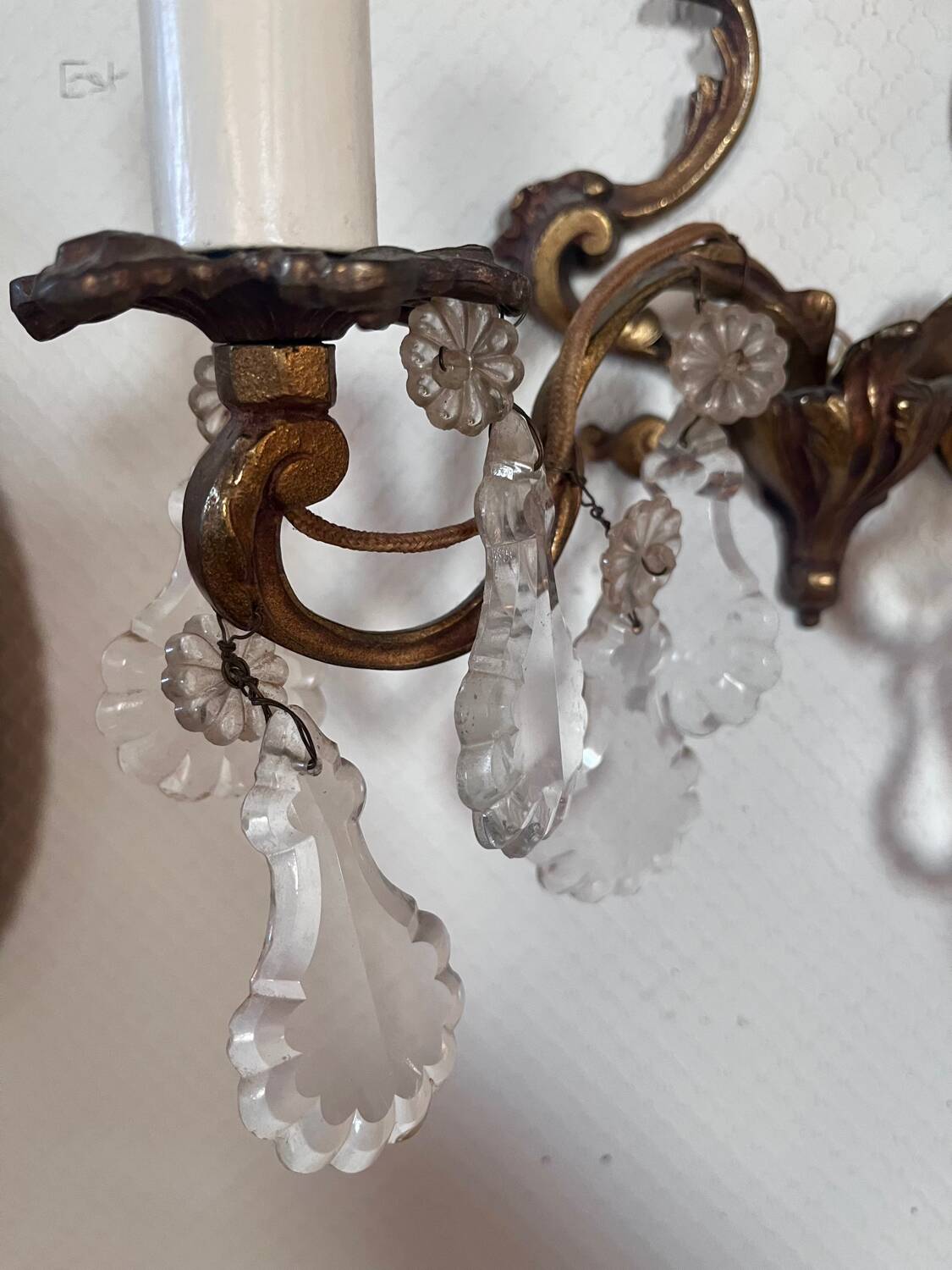 Antique wall light in gilded metal and tassels – 2 lights