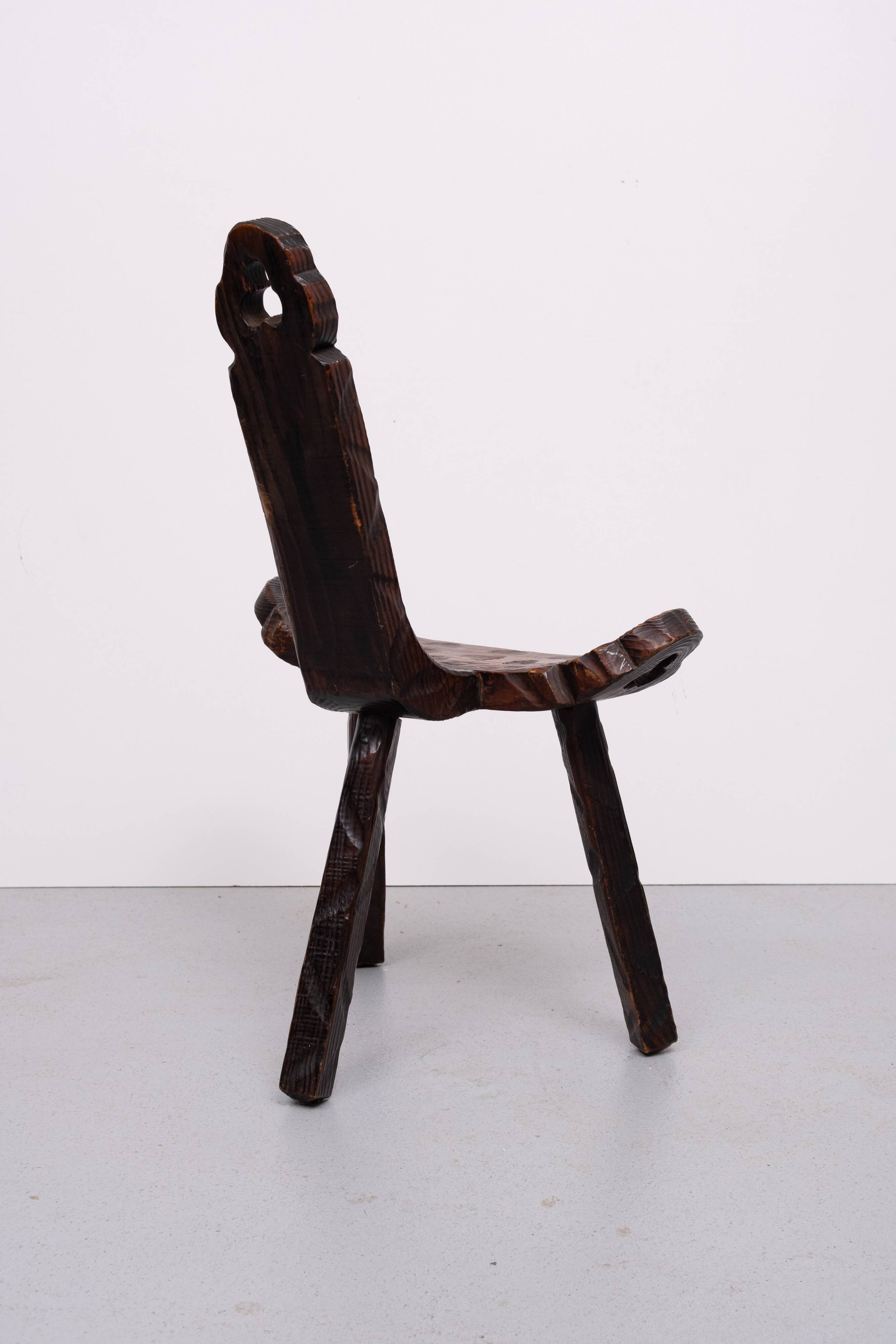 Brutalist tripod Spanish stool 1950s