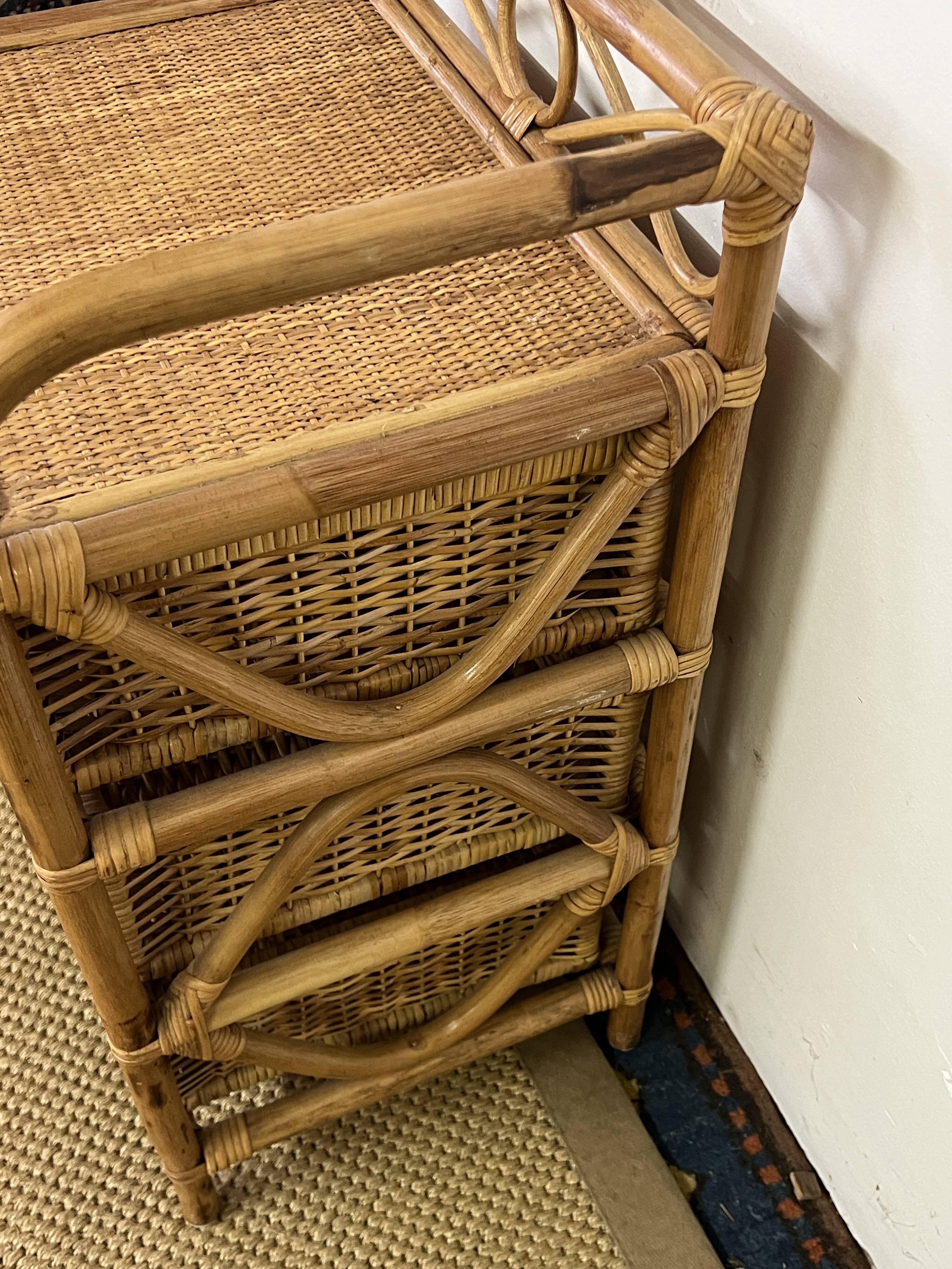 Vintage rattan chest of drawers